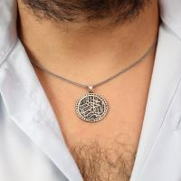  Gümüş Besmele Yazılı Oksitli Model Dua Erkek Gümüş Kolye Takı