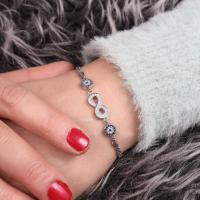  Gümüş Tasarım Zirkon Taşlı Sonsuzluk Model Trend Bayan Bileklik Takı