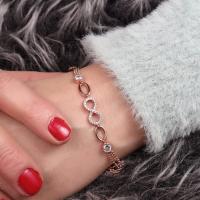  Gümüş Tasarım Zirkon Taşlı Sonsuzluk Model Trend Bayan Bileklik Takı