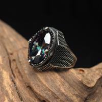 925 ayar Gümüş trend mistik topaz taş özel işlemeli model erkek yüzük