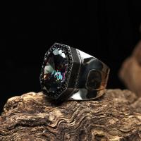 925 ayar Gümüş trend mistik topaz taş özel işlemeli model erkek yüzük