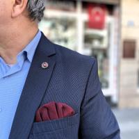 Gümüş Tasarım Taşlı Üç Hilal Erkek Bayan Rozet Yaka İğnesi