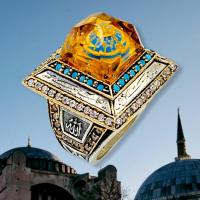 Gümüş Ayasofya Cami Model Otantik Firuze Taşlı Gümüş Erkek Yüzük