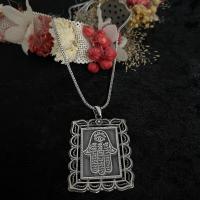Gümüş Hz Fatma Eli Dualı Erkek Kolye