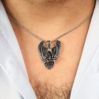 Gümüş Kartal figürlü model oksitli trend erkek kolye takı