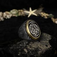 Gümüş La Galibe İllAllah Yazılı Erkek Gümüş Yüzük Takı Modeli