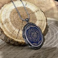 Gümüş Margazit Taşlı Nazar Dua Yazılı Otantik Bayan Kolye