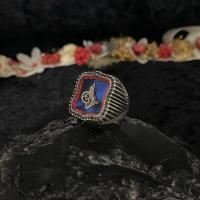 Gümüş Mavi Mine Taşlı Osmanlı Tuğralı Erkek Yüzük