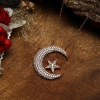 Gümüş Özel Tasarım Zirkon taşlı Bayrak Ayyıldız Bayan Kolye takı