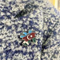 Gümüş Tasarım Azerbaycan Bayraklı Haritalı Yaka İğnesi Rozet
