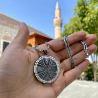 Gümüş Tasarım Celcelutiye Duası Erkek Gümüş Madalyon Kolye Takı