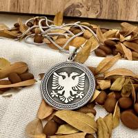 Gümüş Tasarım Çift Başlı Arnavut Kartal Figürlü Erkek Kolye Takı