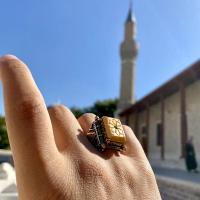 Gümüş Tasarım Fildişi taşlı Erkek Yüzük Takı