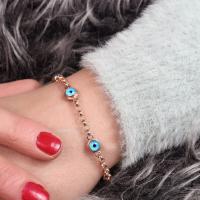 Gümüş Tasarım Göz Boncuklu Halkalı Model Trend Bayan Bileklik Takı