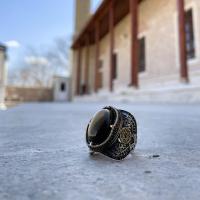 Gümüş Tasarım Kaplangözü Taşlı Süleyman Mührü Trend Erkek Yüzük Takı