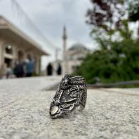 Kartal Kılıç balta Figürlü Gümüş Zihgir