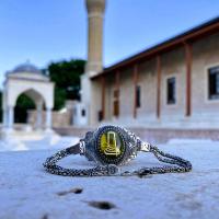 Gümüş Tasarım Kehribar Taşlı Mevlana Sikke Bileklik 