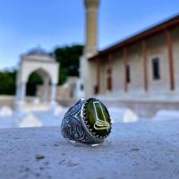 Gümüş Tasarım Kehribar Taşlı Mevlana Sikke Bileklik 
