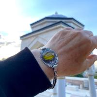 Gümüş Tasarım Kehribar Taşlı Mevlana Sikke Bileklik 