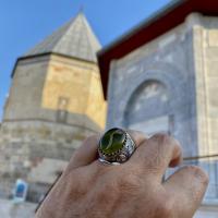 Gümüş Tasarım Kehribar Taşlı Mim Bileklik