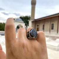 Gümüş Tasarım La Galiballah yazılı Erkek Yüzük Takı