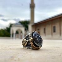 Gümüş Tasarım La Galiballah yazılı Erkek Yüzük Takı