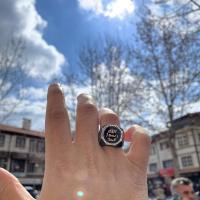 Gümüş Tasarım Mührü Şerif Muhammed yazılı Erkek Yüzük Takı