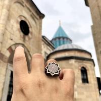 Gümüş Tasarım Selçuklu Yıldızı Esmaül Hüsna Erkek yüzük takı