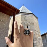 Gümüş Tasarım Taşlı Ayetel Kürsi Dua Yazılı Erkek Yüzük Takı