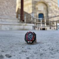 Gümüş Tasarım Taşlı Hiç Dua Yazılı Erkek Yüzük Takı