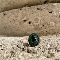 Gümüş Tasarım Yeşil Zirkon Taşlı Oval Model Erkek Yüzük Takı
