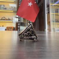 Gümüş Tasarım hİÇ yazılı zirkon taşlı otantik Erkek yüzük takı