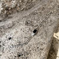Gümüş Tasarım siyah oniks taşlı zincirli trend erkek bileklik takı