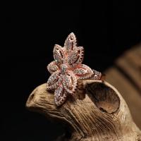 Gümüş zirkon taşlı çiçek model rose gold trend bayan yüzük takı