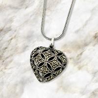  925 ayar gümüş El yapımı Tasarım margazit taşlı kalp Model trend aksesuar Bayan kolye