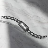  925 ayar gümüş El yapımı Tasarım margazit taşlı kare Model trend aksesuar Bayan kol saat