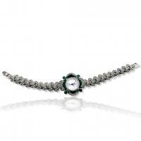  925 ayar gümüş El yapımı Tasarım margazit yeşil akik taşlı hilal Model trend aksesuar Bayan kol saat