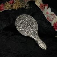 925 Ayar gümüş el yapımı Hediyelik çiçek desenli bayan El,çanta Aynası