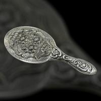 925 Ayar gümüş el yapımı Hediyelik çiçek desenli bayan El,çanta Aynası