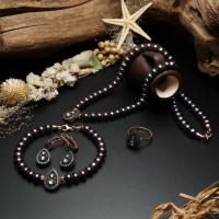 925 ayar Gümüş özel tasarım bayan elmas model zirkon taşlı roz kaplamalı doğal siyah inci aksesuar bileklik gerdanlık kolye set