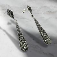 925 ayar gümüş El yapımı Tasarım margazit taşlı damla Model trend aksesuar vidalı Bayan küpe