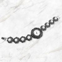 925 ayar gümüş El yapımı Tasarım margazit taşlı incili çiçek Model trend aksesuar Bayan kol saat