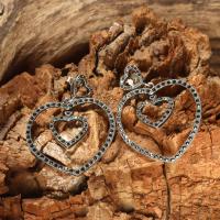 925 ayar gümüş El yapımı Tasarım margazit taşlı kalp Model trend aksesuar vidalı Bayan küpe
