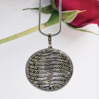 925 ayar gümüş El yapımı Tasarım margazit taşlı yuvarlak Model trend aksesuar Bayan kolye