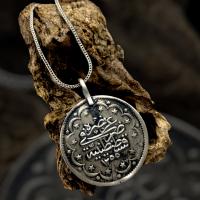 925 ayar gümüş tasarım model osmanlı tuğra para padişah sultan trend erkek bayan yuvarlak model madalyon kolye