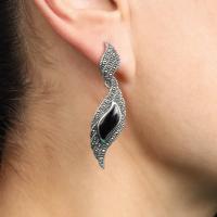 Gümüş El yapımı Tasarım margazit taşlı yaprak Model trend aksesuar vidalı Bayan küpe