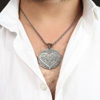 Gümüş Tasarım Hasbunallah Yazılı Kalp Erkek Gümüş Madalyon Kolye Takı