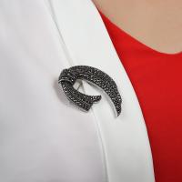 Gümüş Tasarım Hilal Ay Figürlü Bayan Yaka İğnesi Broş Takı