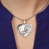 Gümüş Tasarım Kalp Besmele Yazılı Dualı Madalyon Trend Bayan Kolye Takı
